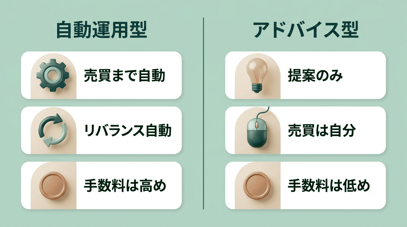 AI投資とロボアドバイザーの違いとは?自動運用型とアドバイス型の整理