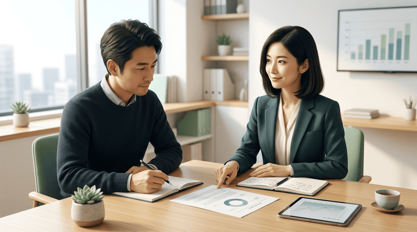 NISAの制度内容を専門家と一緒に確認する相談の様子